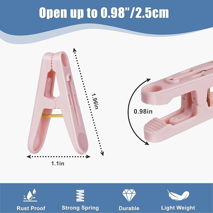32Pcs Colored Clothes Pins Plastic Laundry Clips, Package Clips | Whether - Image 2