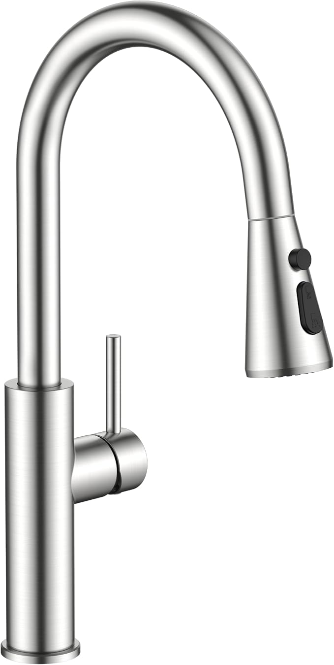 FORIOUS Kitchen Faucet with Pull Down Sprayer, High Arc, Brushed Nickel | by FORIOUS