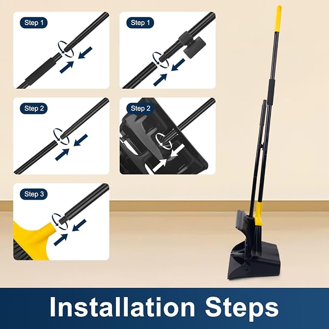 Indoor/Outdoor Heavy Duty Broom and Dustpan Set, Upright Plastic Commercial - Image 7
