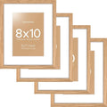 Homeforia 8 x 10 Wood Picture Frame, High End Natural Oak 8x10 Light Wooden Frames with Mat 5x7 inch Photo, 8 x 10 Frame Matted to 5 x 7 Art, Wall or Tabletop Frame, Tempered Glass, Wall Kit, Set of 4