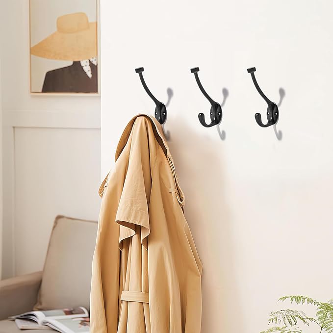 The 5 Pack 5-1/2 inch Black Coat Hook zinc Alloy mudroom Hooks is Suitable - Image 3