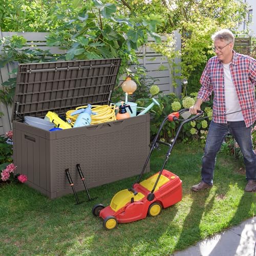 Greesum 100 Gallon Resin Deck Box Large Outdoor Storage - Image 5