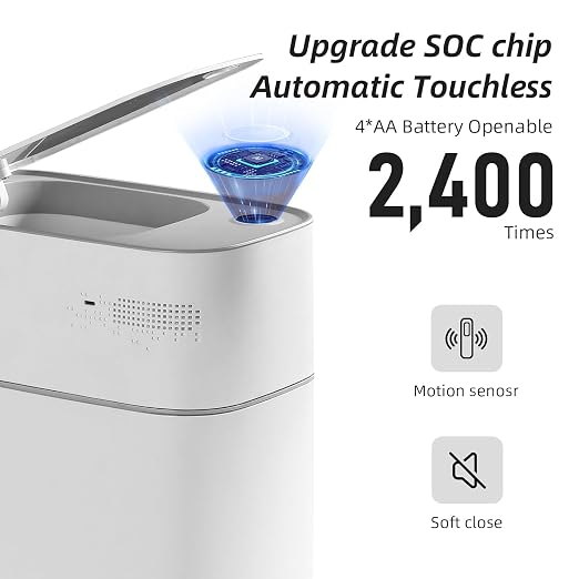 MOPALL Bathroom Trash Can with Lid Automatic Bagging Motion Sensor 3.5gal | - Image 2