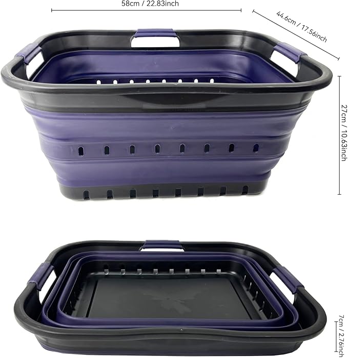 SAMMART 42 Collapsible Plastic Laundry Basket, Foldable Pop Up Storage - Image 9