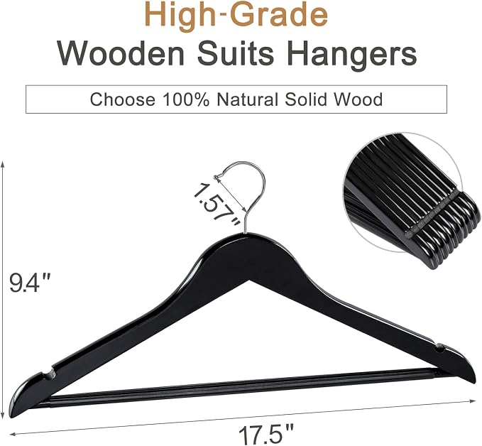 TOPIA HANGER Wooden Coat Hangers 30 Pack, 360° Swivel Hook, Smooth Finish - Image 2