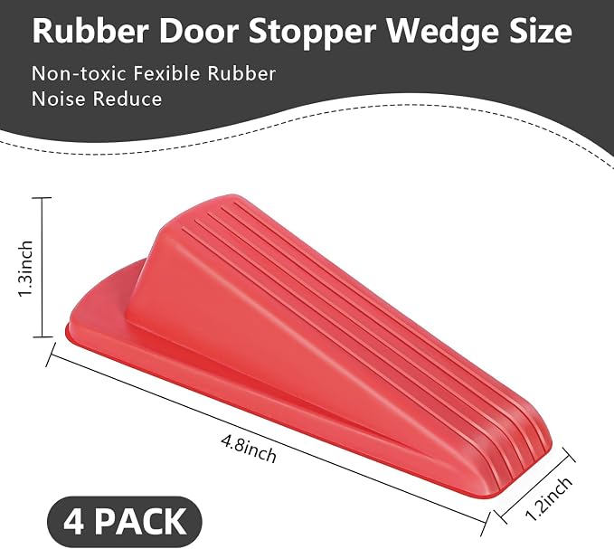 Door Stoppers 4 Pack Premium Rubber Wedge Heavy Duty | - Image 3