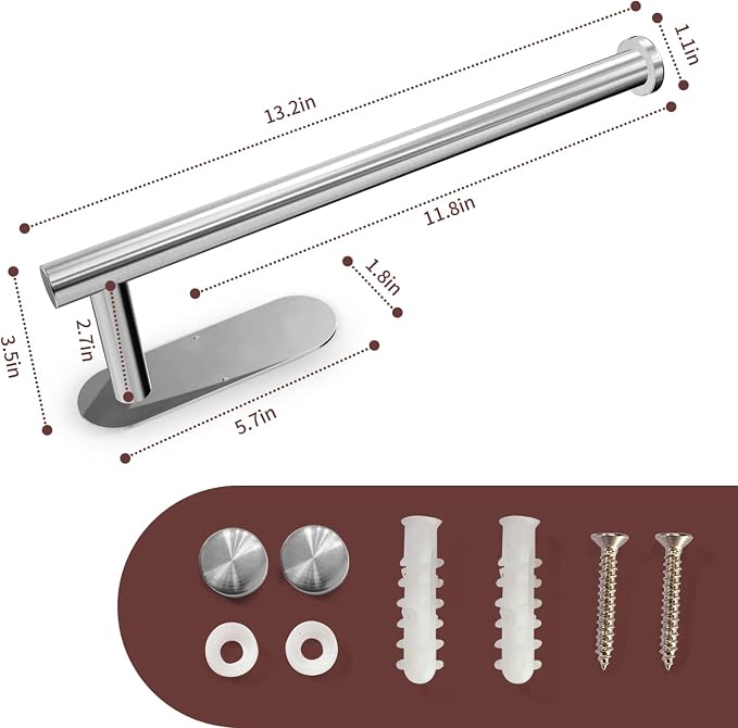 DEKAVA Paper Towel Holder Under Cabinet Wall Mount - Image 5