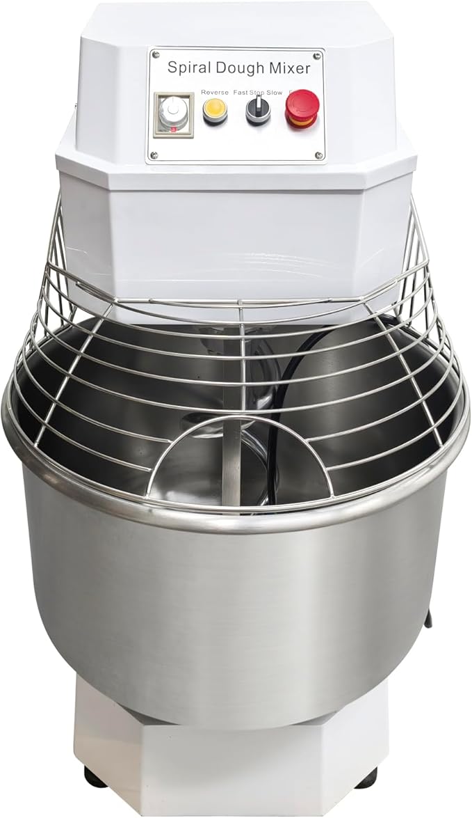 TECHTONGDA Commercial Dough Mixer, Double Action Double Speed Spiral Stand Mixer, 220V 80L Dough Kneading Machine with Timing Function for Restaurant Bakeries Pizzeria, 72LB Max Weight of Flour