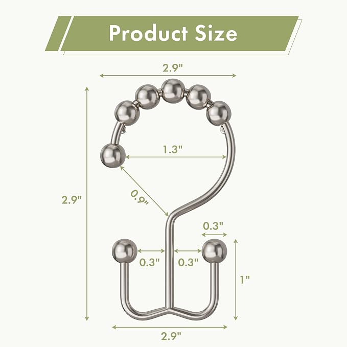 Amazer Shower Curtain Hooks, Shower Rings - Image 2