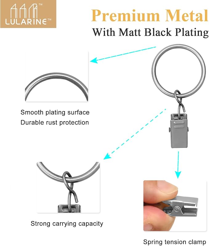 42 Pack Curtain Rod Clip Rings, Strong Decorative Drapery Window Ring - Image 3