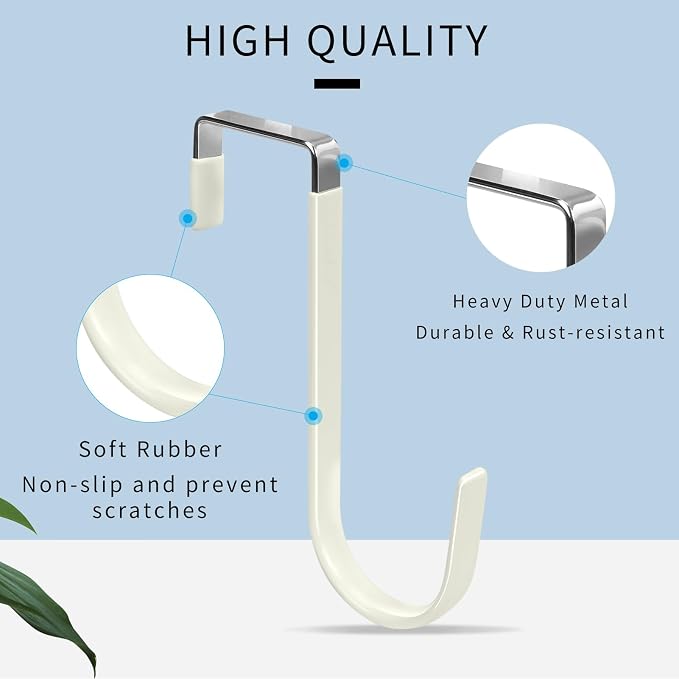 FYY Over the Door Hooks, Single-Hanger 4 Pack, Fits Doors 1 3/8" Beige | Heavy - Image 3