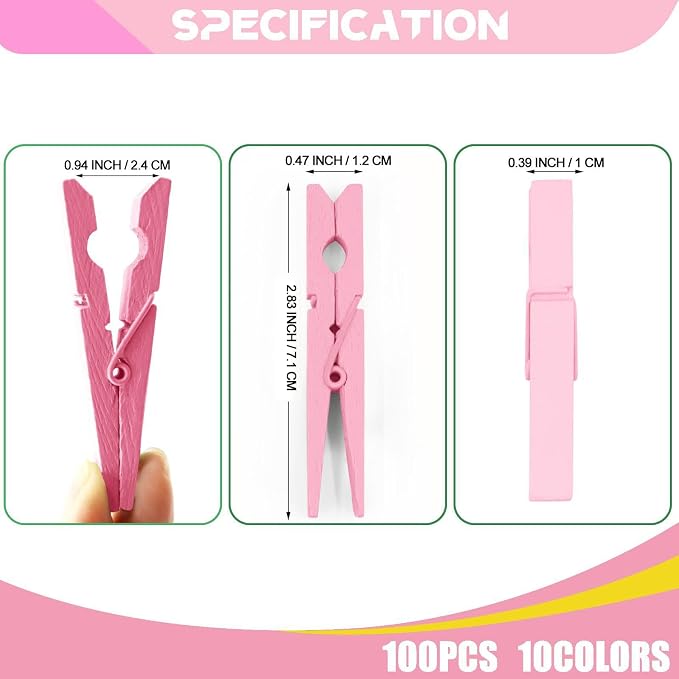 100 Pcs Pink Clothes pins - Image 7