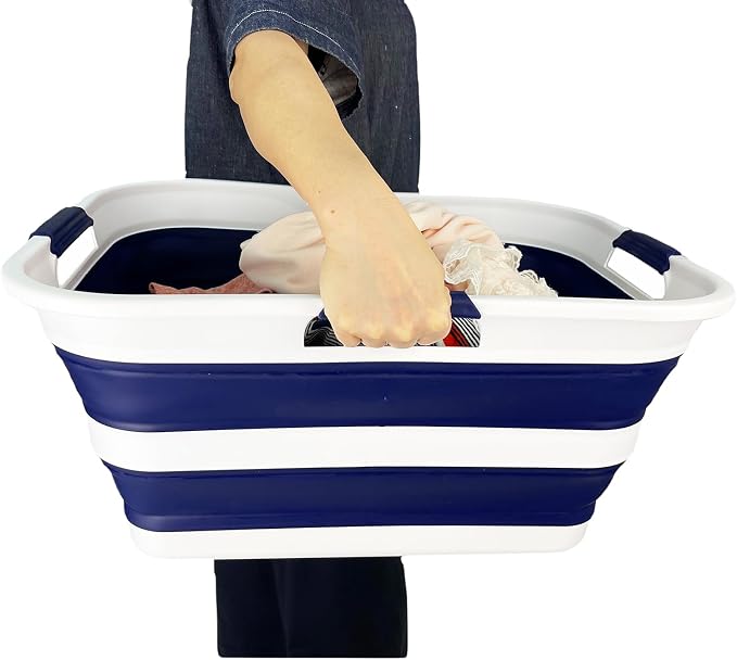 SAMMART 42 Collapsible Plastic Laundry Basket, Foldable Pop Up Storage - Image 8