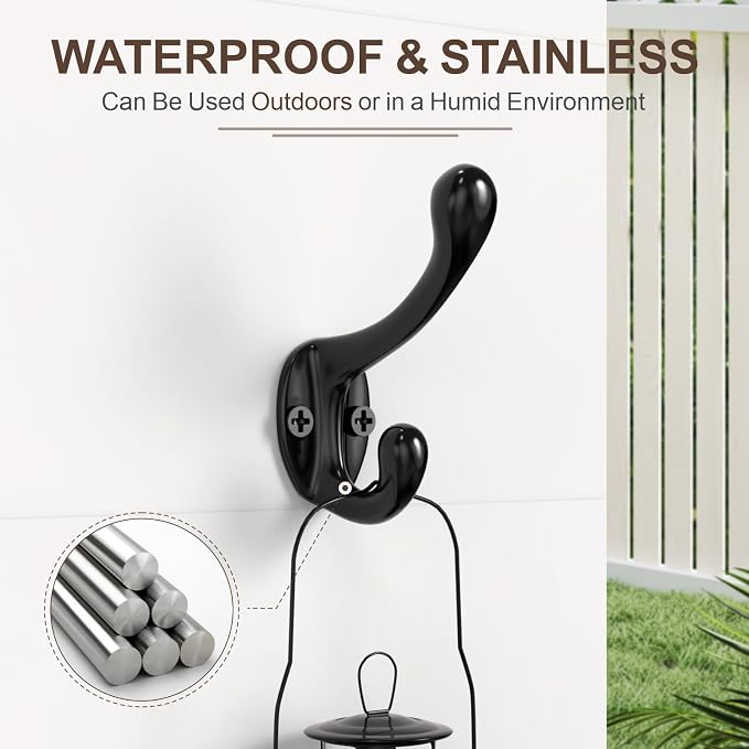 16 Pcs Black Coat Hooks, Wall Hooks - Image 3