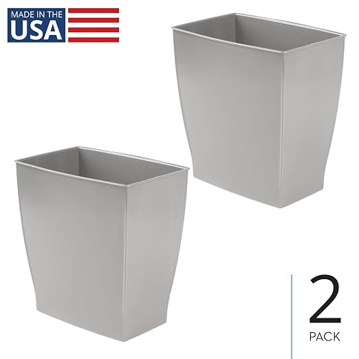 iDesign Small Plastic Bathroom Trash Can, Slim Rectangle - Image 2