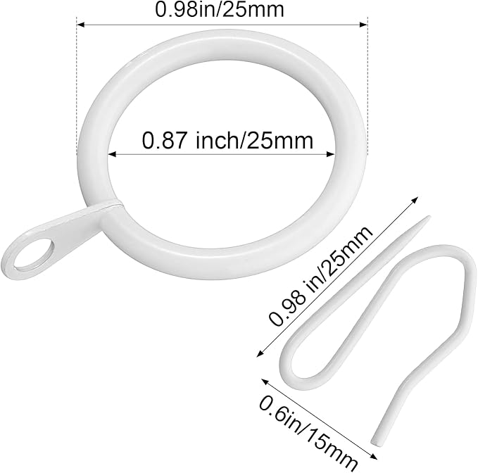 Qunclay 100 Set 0.98 Inch Metal Curtain Rings - Image 2