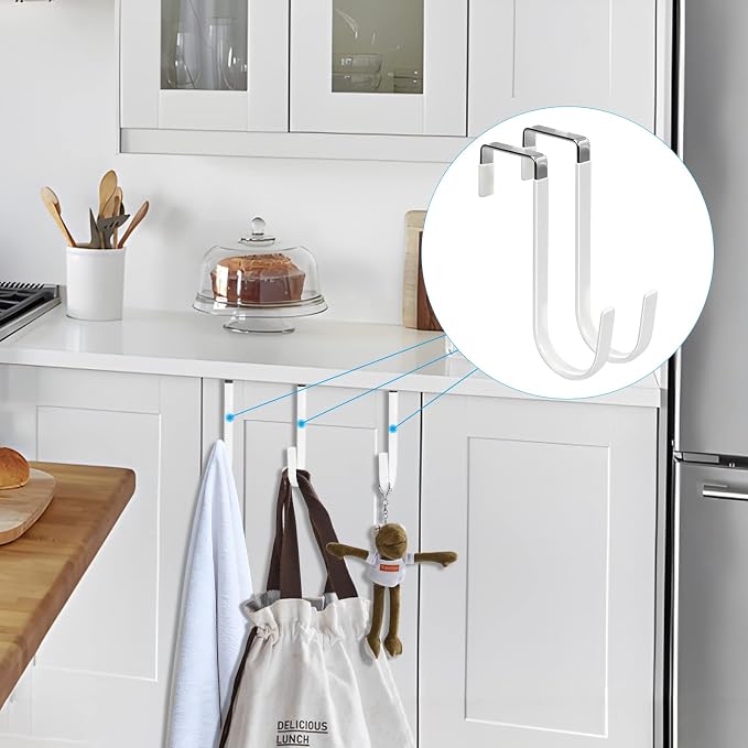 FYY Over the Door Hooks, Single-Hanger 10 Pack, Fits Doors 1 3/8" White | Heavy - Image 7