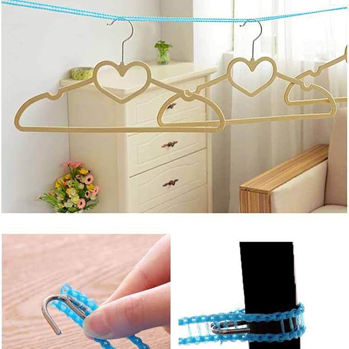 3 Pack of ALINNA Windproof Nylon Clothesline Pink Blue Green Colors Adjustable - Image 7