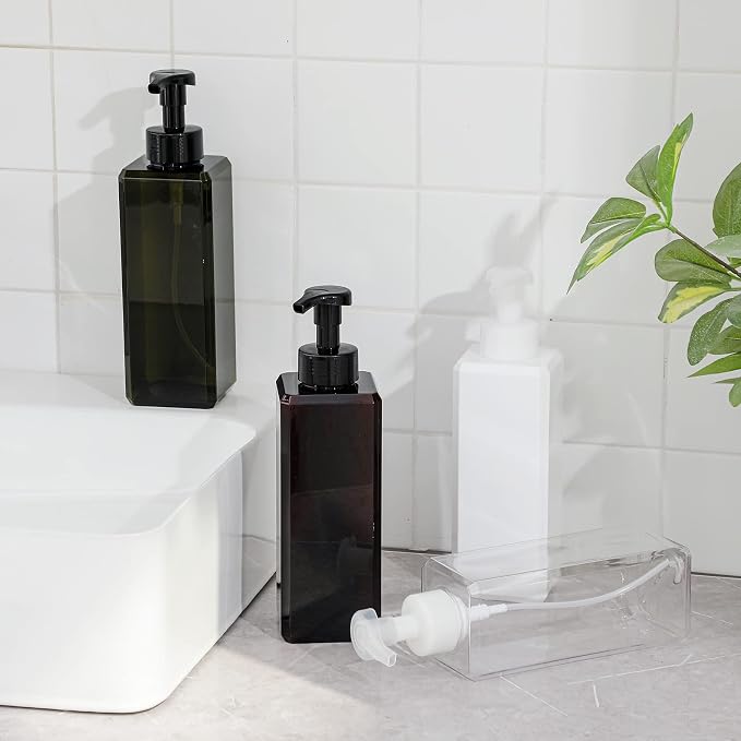 Foaming Soap Dispenser, 34oz Plastic Refillable Pump Bottle, 2 Pack, Amber | - Image 4