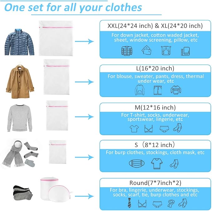 GOGOODA Mesh Laundry Bags for Delicates Durable Protective Wash Bags - Image 8