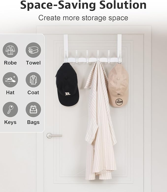 Optish Door Hooks for Hanging, Over The Door Towel Racks for Bathroom, Coat - Image 5