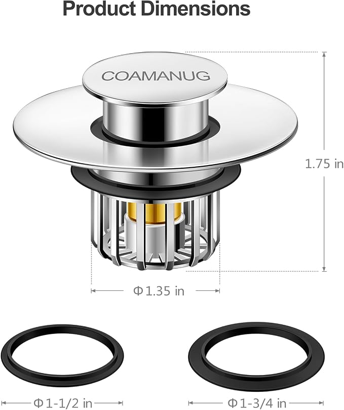 coamanug Bathtub Stopper | Shower Drain Hair Catcher, Pop-up Tub Stopper - Image 4