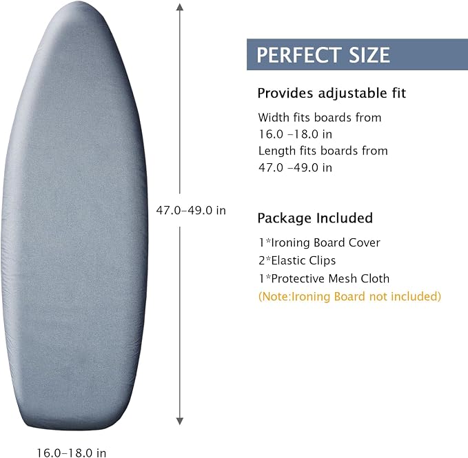 SheeChung Ironing Board Cover and Pad 18"x49", Wide Ironing Board Cover - Image 2