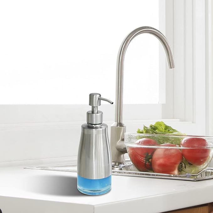 AUMIO 2-Pack Soap Dispenser Set, Brushed Nickel & Black - Image 6