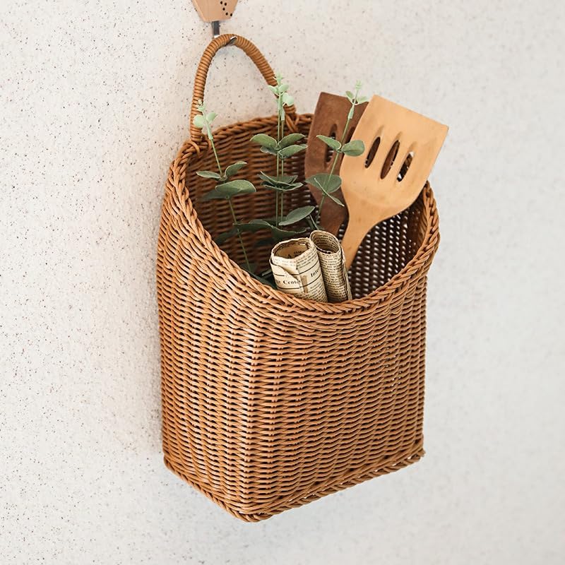 Woven Hanging Wicker Basket for Door, Handmade Rattan Hanging Wall Baskets for - Image 7