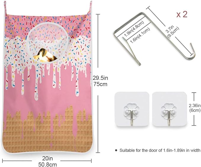 2PCS Hanging Laundry Hamper Bag Over the Door Laundry Hamper Wall Hamper Large - Image 3