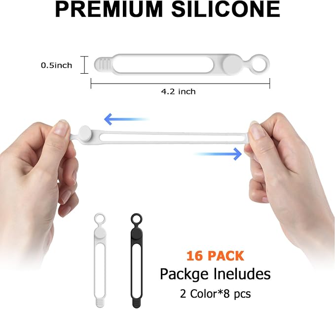 Silicone Cable Ties, Cord Organizer Cable Management, Office Desk Accessories - Image 2