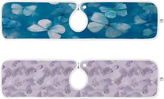 Ink Blue Butterfly Light Purple Butterfly Sink Mat by Tatenale