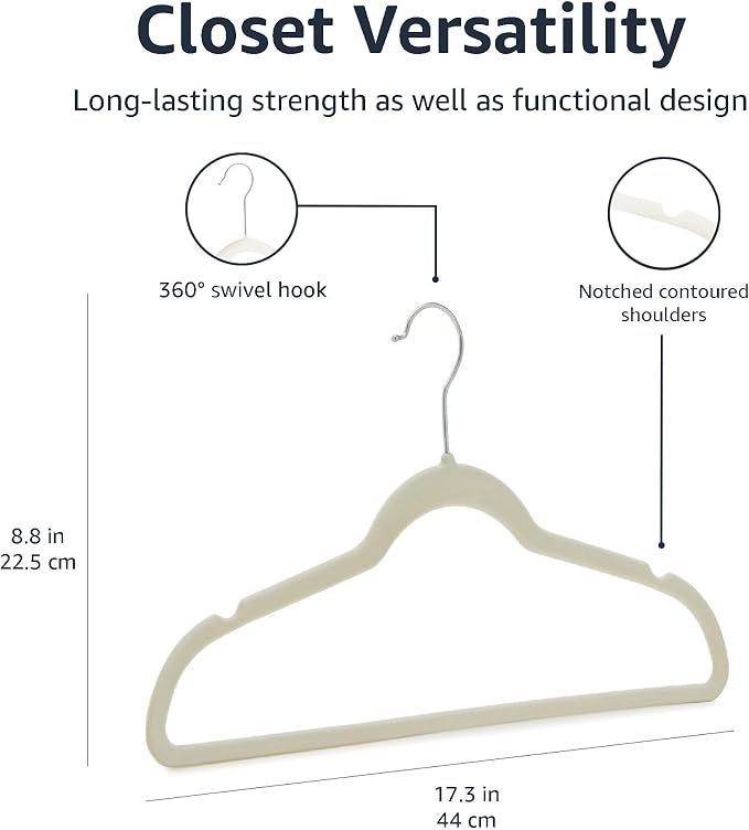 Amazon Basics Slim Velvet Non-Slip Space Saving Suit Clothes Hangers, Closet - Image 8