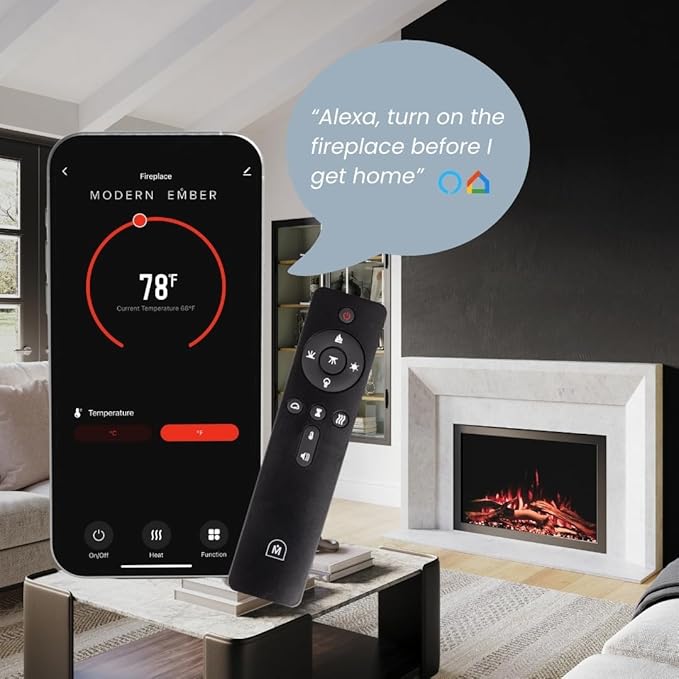 Modern Ember Highmark Traditional 33 Inch Built-in Smart Electric Fireplace Insert | Alexa/WiFi Enabled - Remote Included | Electric Firebox Heater with Multi-Color Flames | 1500W