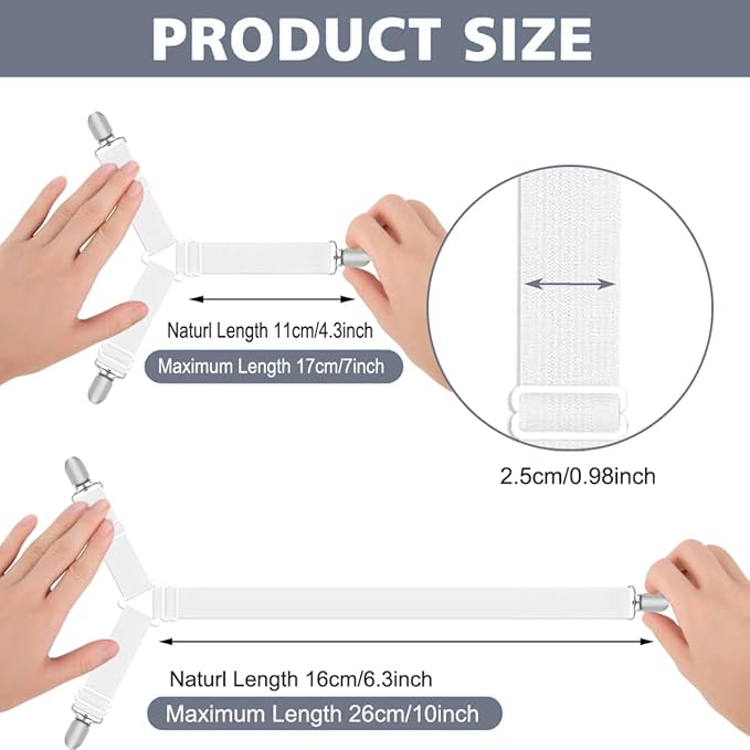 Bed Sheet Holder Straps, Heavy Duty Non Slip Sheet Clips, Fitted Sheet Holders - Image 2