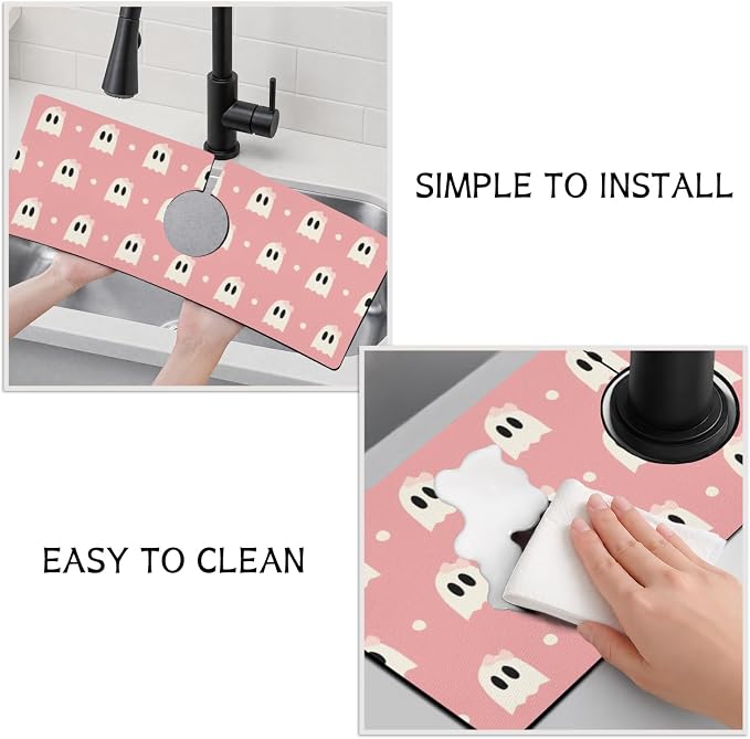 Halloween Kitchen Sink Splash Guard Faucet Mat, Farmhouse Sink Splash Guard - Image 4