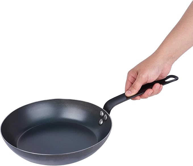 Met Lux 9.5 Inch Fry Pan, 1 Lightweight Frying Pan - Induction-Ready, Triple-Riveted, Black Carbon Steel Cooking Skillet, Durable, For Searing, Sauteing, And Browning Food - Restaurantware