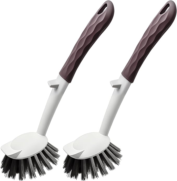 Dish Brush, 2 Pack with Comfortable Handle, with Built-in Scraper, Scrub Brush by Unknown