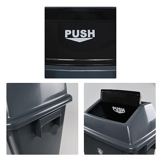 4 Packs 13 Gallon Plastic Kitchen Trash Can with Lids, Swing-Top Grabage Waste Bin, Gray