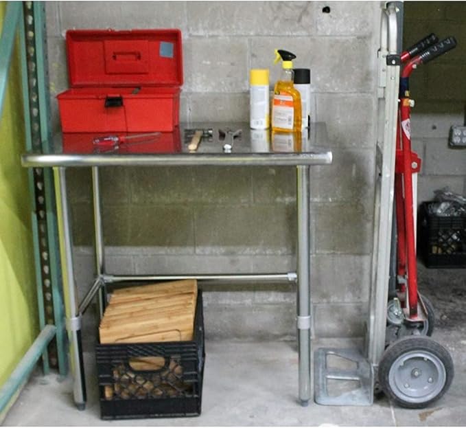 AmGood Stainless Steel Work Table Open Base | NSF Kitchen Island Food Prep | Laundry Garage Utility Bench (84" Long X 30" Deep)