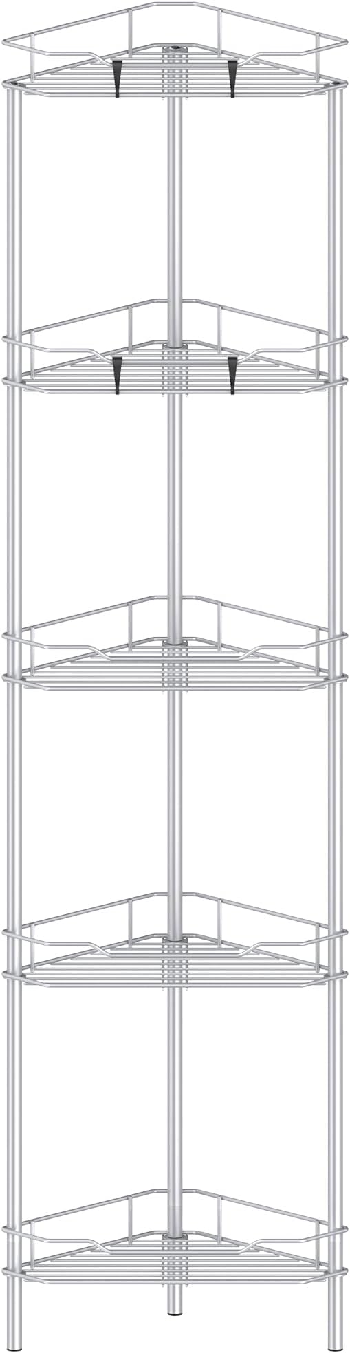 HuggieGems Metal Floor Standing Corner Shower Caddy, 5 Tier by HuggieGems