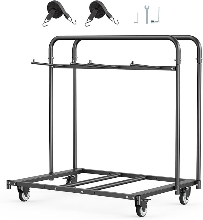 VEVOR Folding Chair Rack, 400 LBS Capacity, Heavy-Duty Chair Cart for 5 Tables+14 Chairs, Chair Storage Dolly Chair Holder w/Swivel Casters and Locking Wheels,for Party Event,Hotel, Matte Black