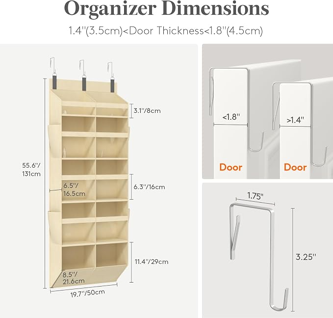 Lifewit 1 Pack Over the Door Organizer, 10 Section Clear Window Hanging Storage - Image 2
