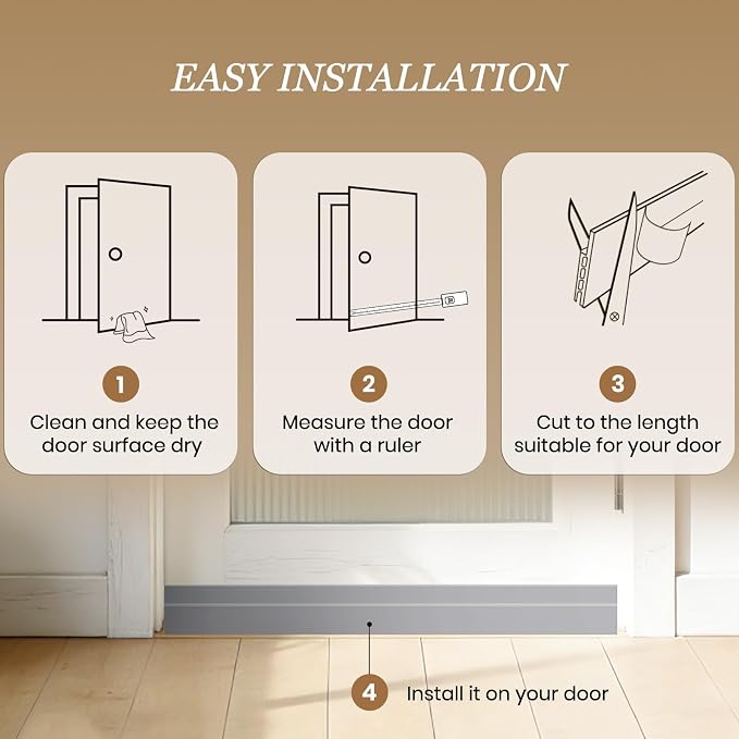 4 Pack Door Draft Stopper, Door Sweep - Image 9