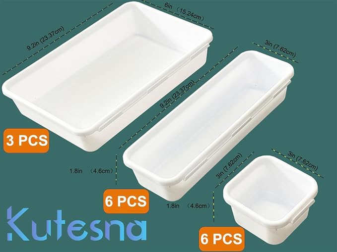 Kutesna 15PCS Interlocking Drawer Organizer, Plastic Desk Organizer Set | - Image 2