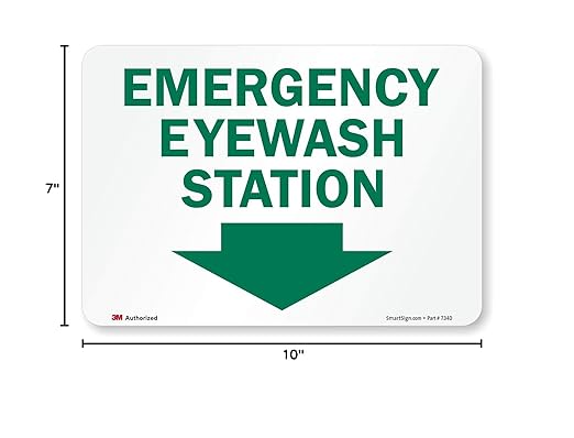"Emergency Eyewash Station" Label with Down Arrow by SmartSign | 10" x 7" 3M Reflective Laminated Vinyl