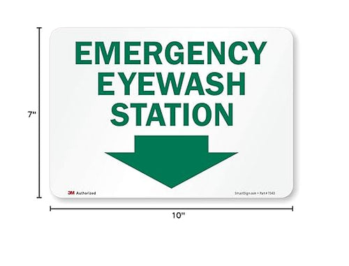 "Emergency Eyewash Station" Label with Down Arrow by SmartSign | 10" x 7" 3M Reflective Laminated Vinyl