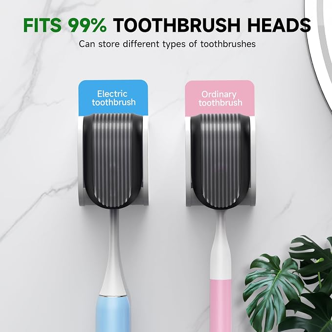 2 Pcs Toothbrush Holders Wall Mounted, Single Slot Design, Shower Self Adhesive - Image 7