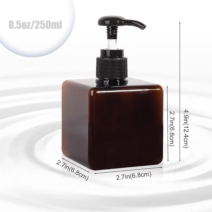 Plastic Pump Bottle Refillable Lotion Soap Dispenser 8.5oz Amber 2 Pack | Sturdy - Image 6