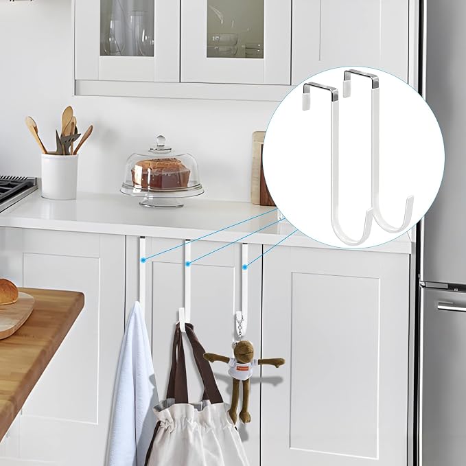FYY Over the Door Hooks, Single-Hanger 6 Pack, Fits Doors 1.6" White | Heavy - Image 7